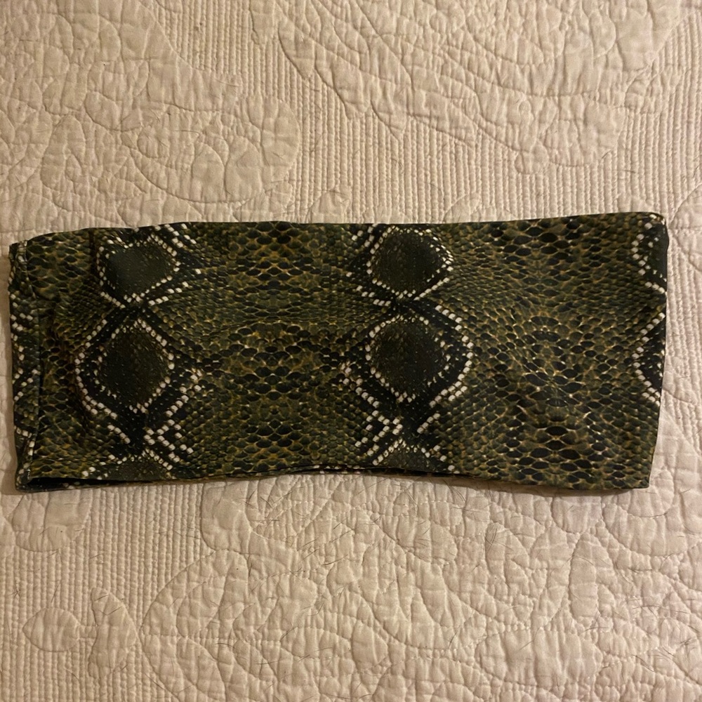 Green snakeskin bikini top